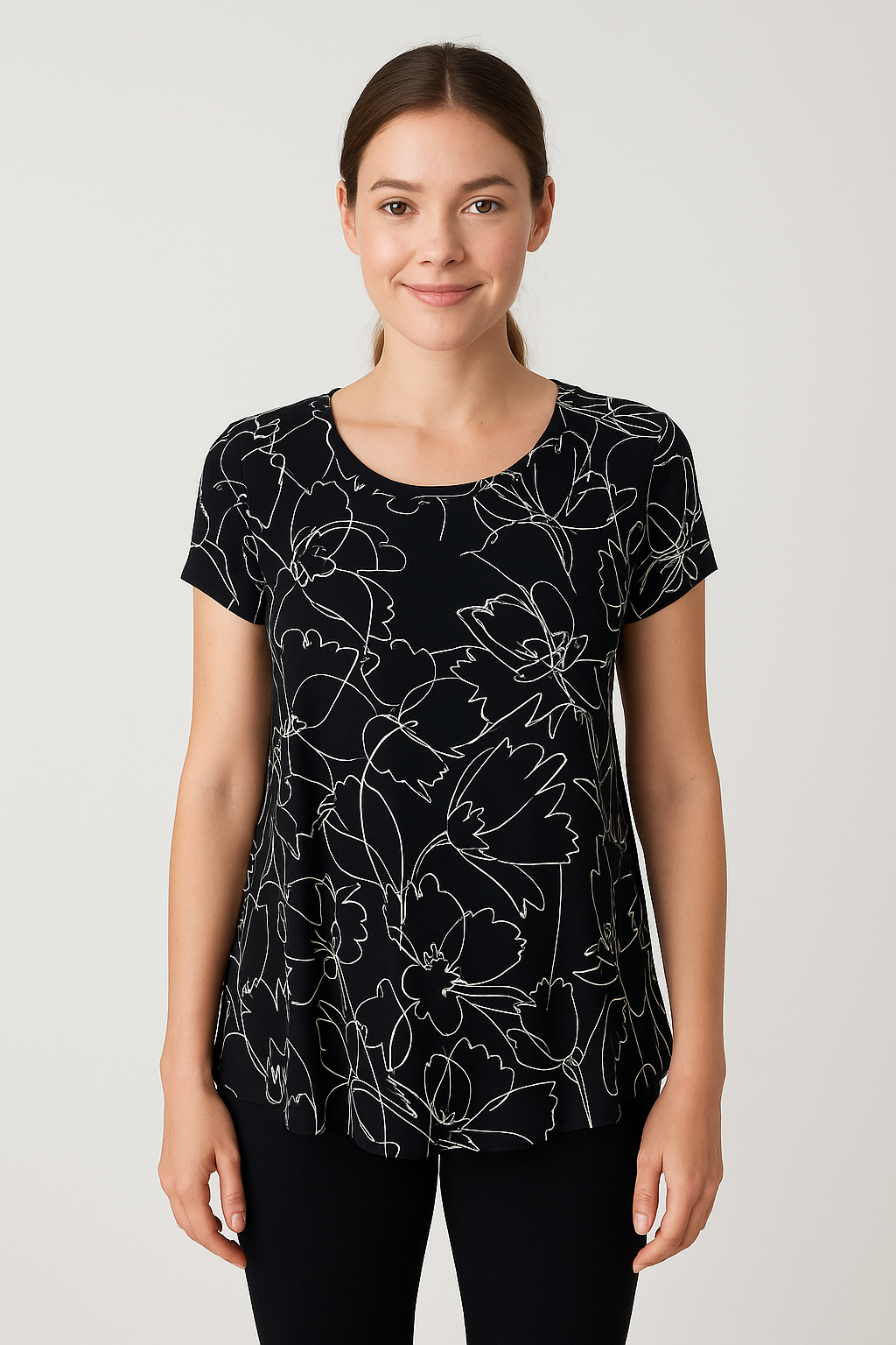 Alfani Black/White Print Top - Size Small - Margaret’s Fine Consignment