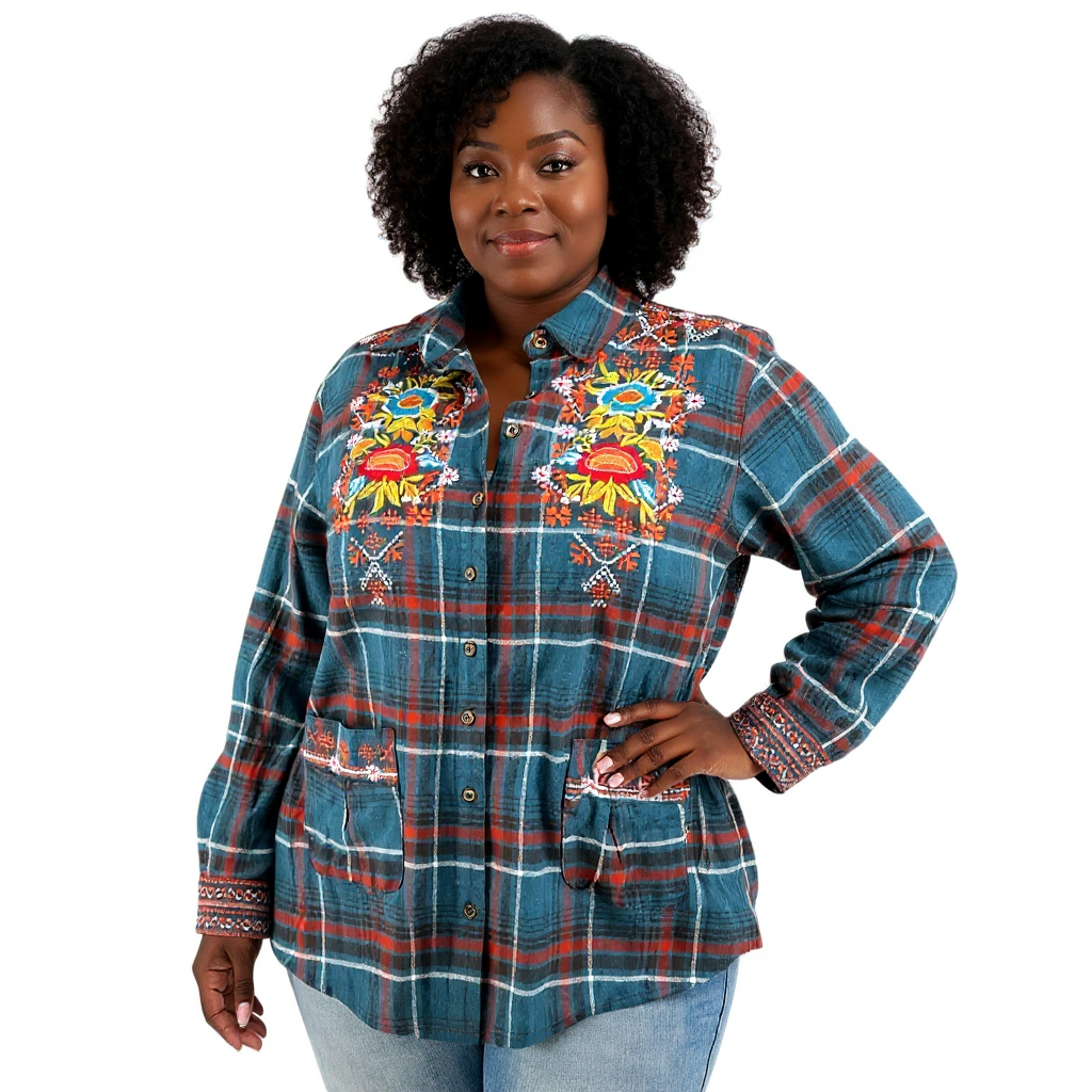 AK Rust/Teal Ladies Pre-Owned Ladies Top - Size XL