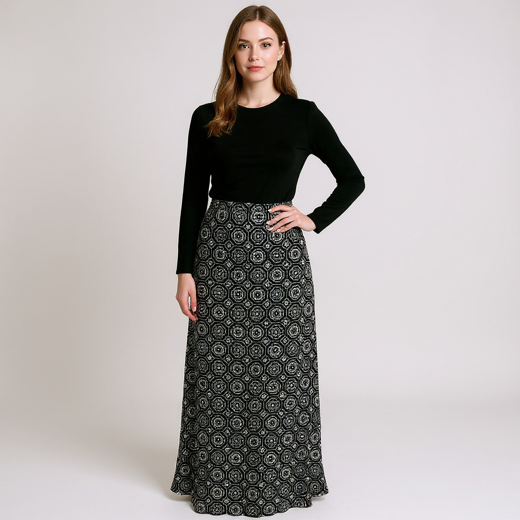 Harolds black/tan Print Pre-Owned Ladies Skirt - Size 14