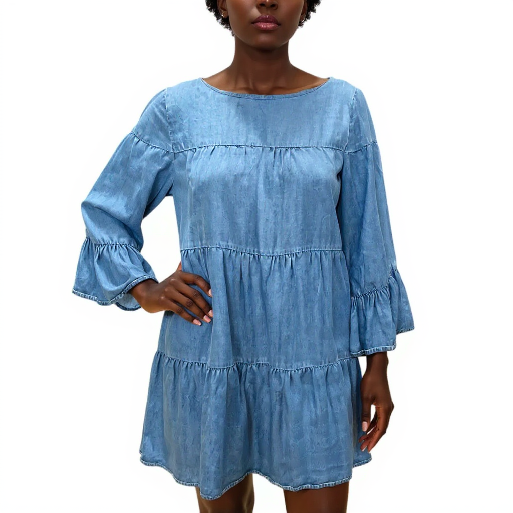 Zara Chambray Solid Pre-Owned Ladies Dress - Size XS