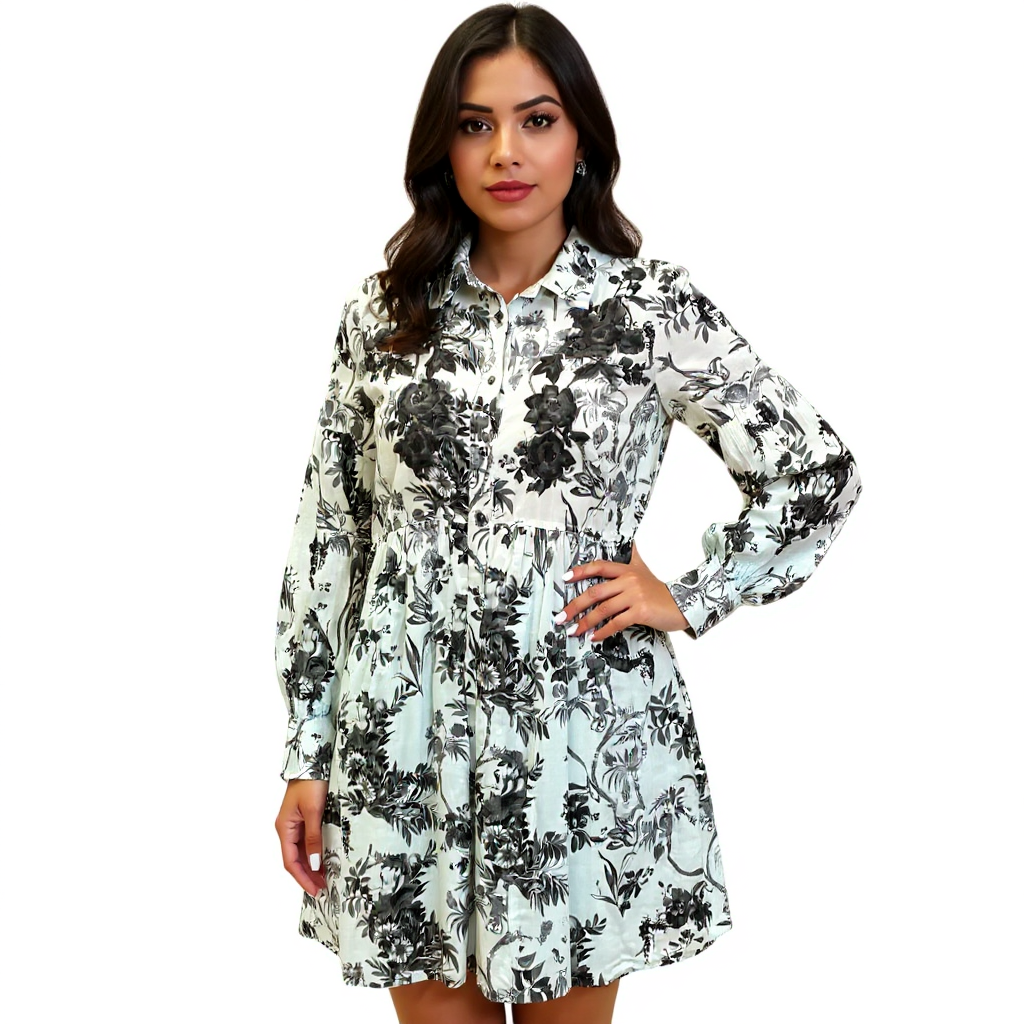 Anthropologie White/Gray Pre-Owned Ladies Dress - Size 0