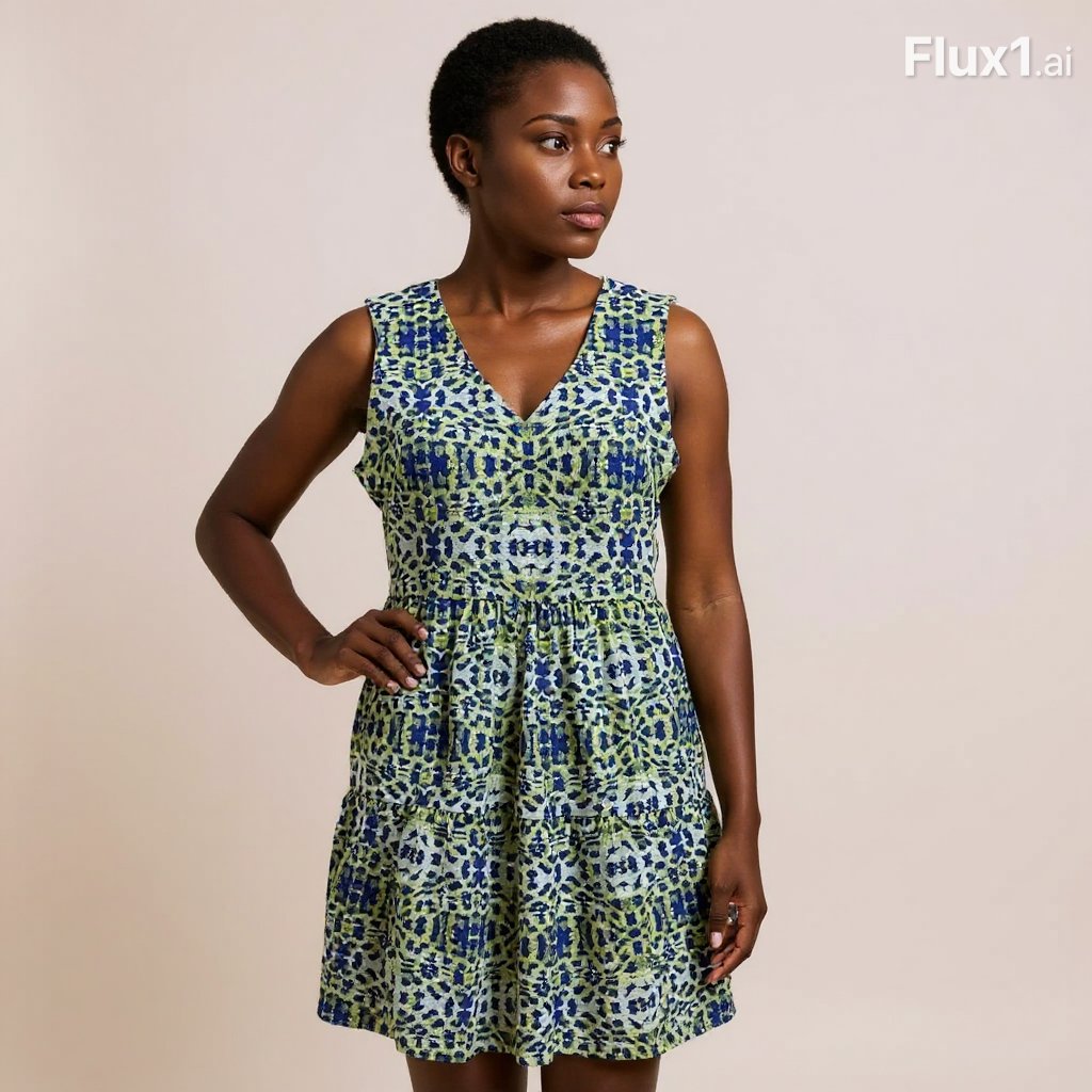 Tyler Boe Blue/Green Print Ladies Pre-Owned Dress - Size Small