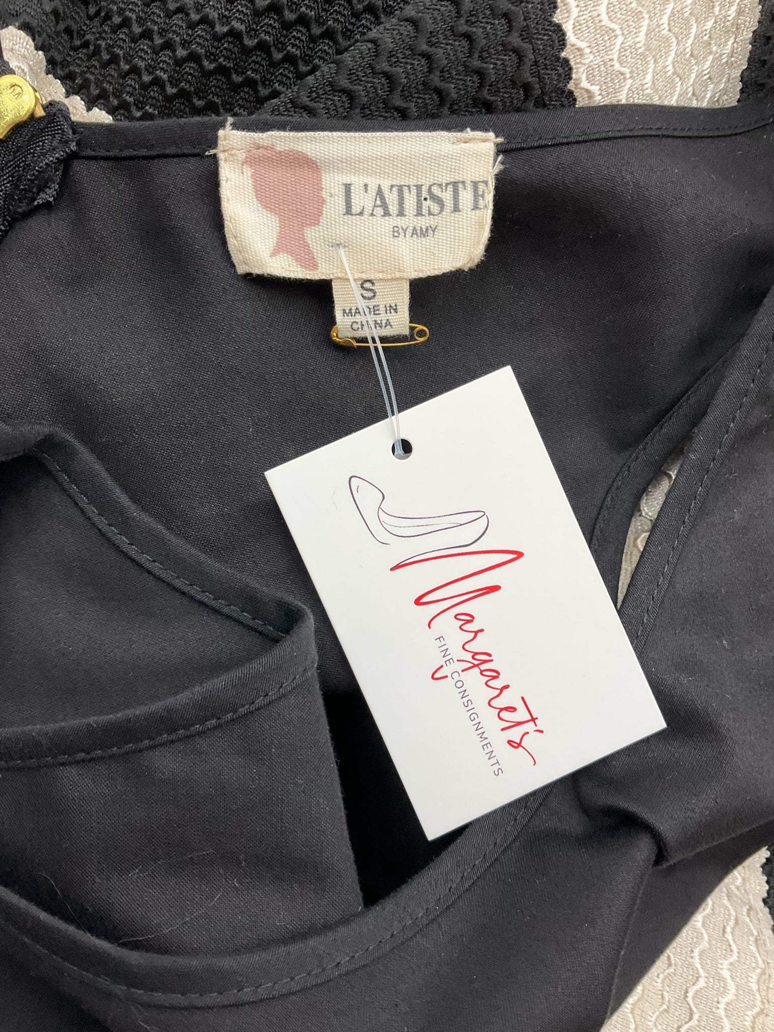 Latiste Black/White Pre-Owned Ladies Dress - Size Small