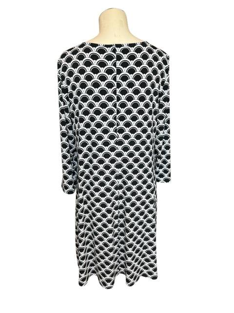 Back view of MSK Dress Size Large featuring black and white scallop pattern, listed in uncategorized dresses at Margaret's Fine Consignments.