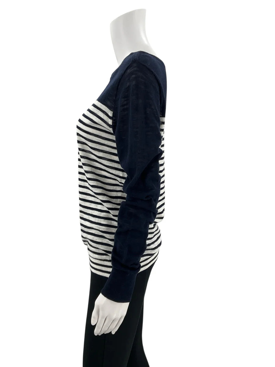J Crew Navy/White Stripe Pre-Owned Ladies New with Tags Top - Size Medium