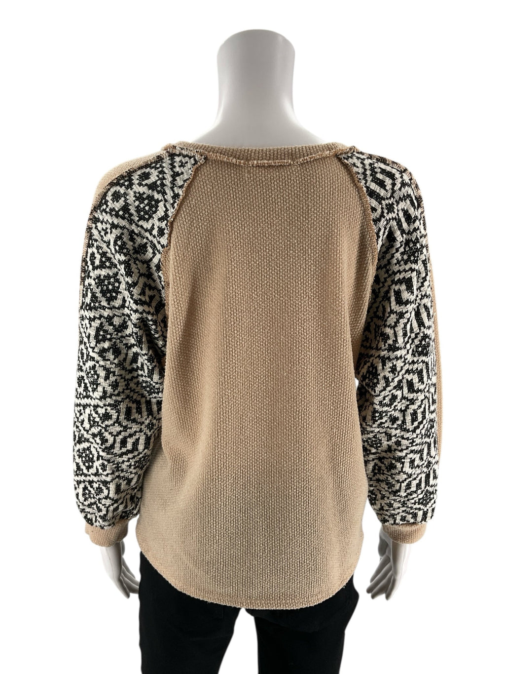 Sugarfox -  Tan/black Print Pre-Owned Ladies Casual Top - Size S