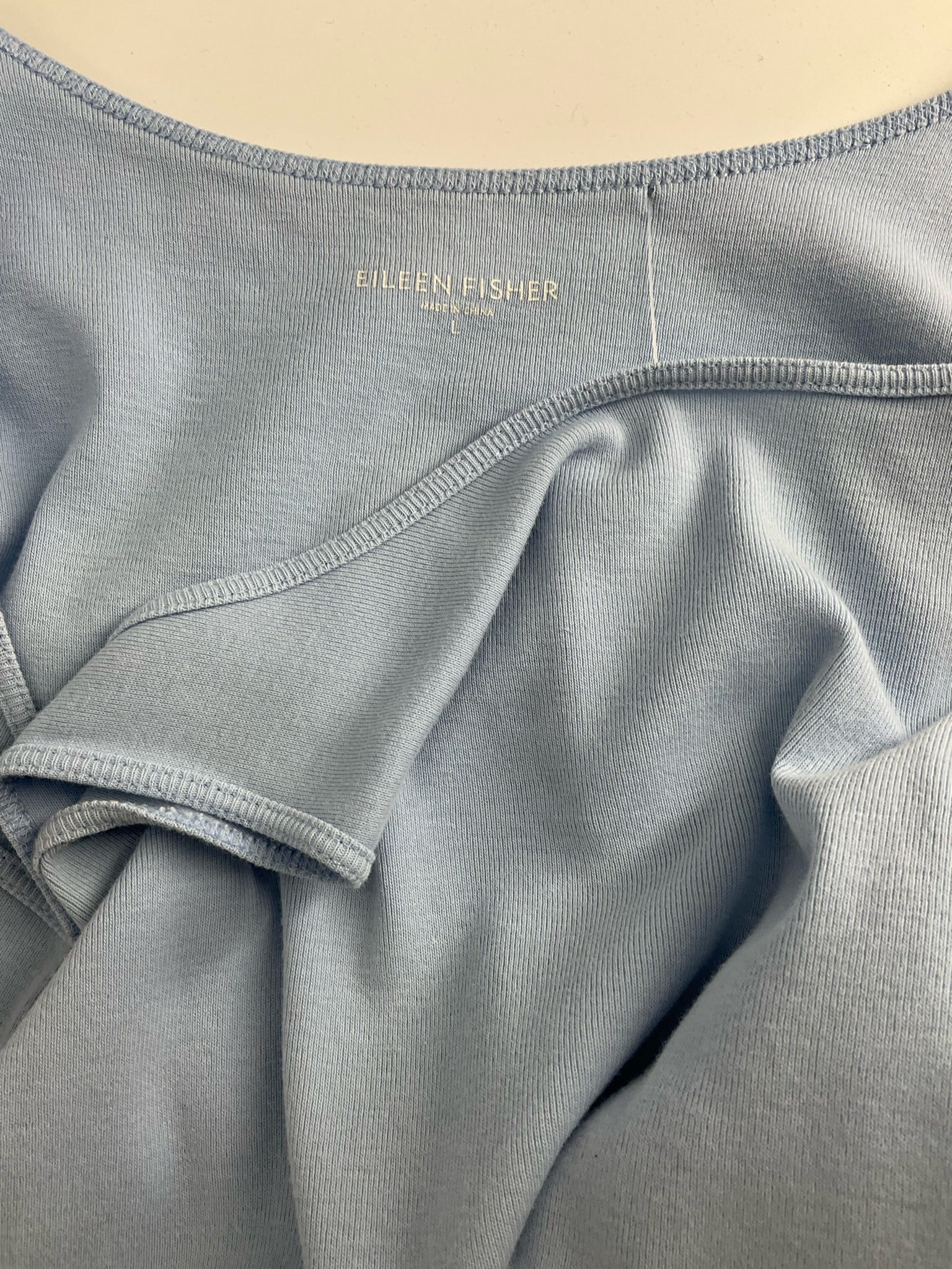 Eileen Fisher - Baby Blue Solid Pre-Owned Ladies Casual Top - Size Large