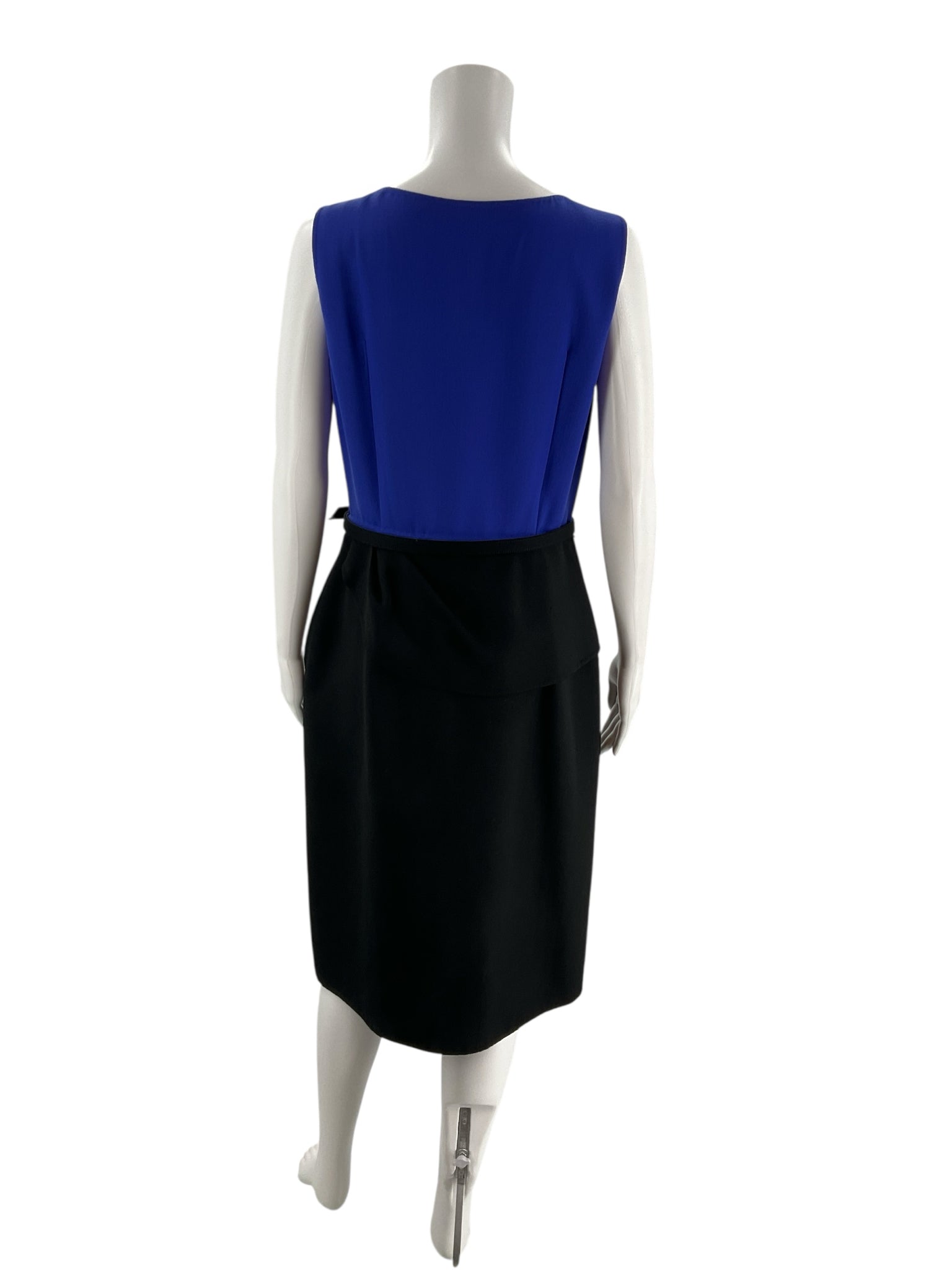 Carolina Herrera Blue/Black Color Block Pre-Owned Ladies Dress - Size 10