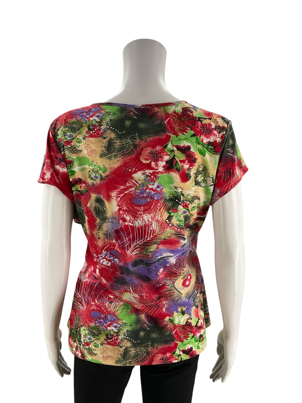 Tango Mango Red/Purple/Green Floral Pre-Owned Ladies Top -  Size Large