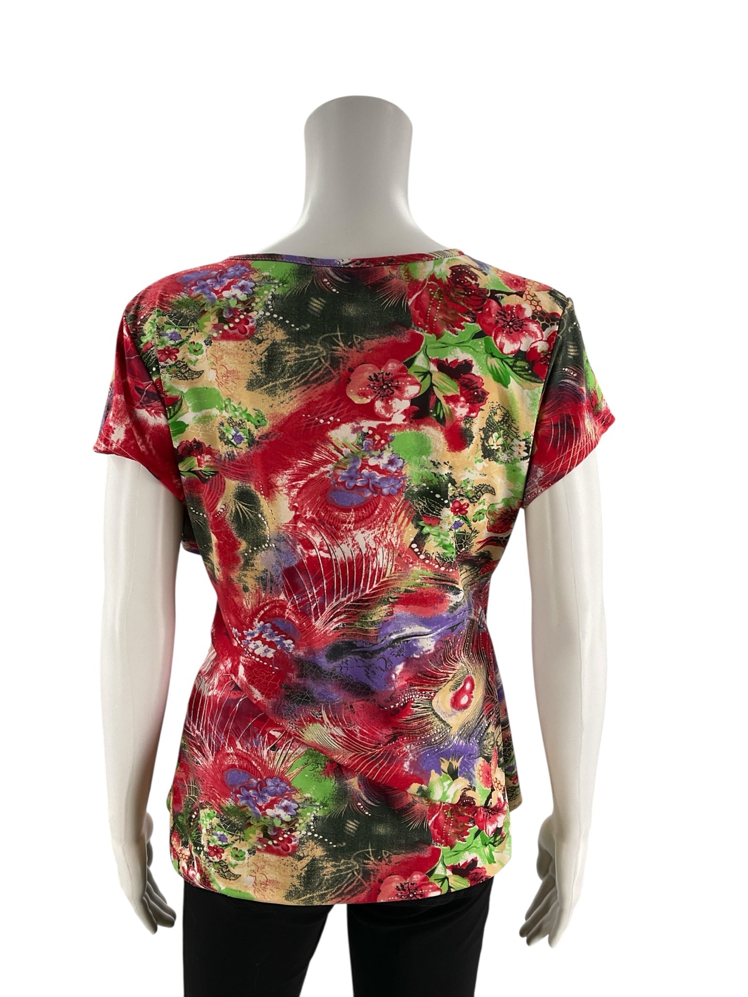 Tango Mango Red/Purple/Green Floral Pre-Owned Ladies Top -  Size Large