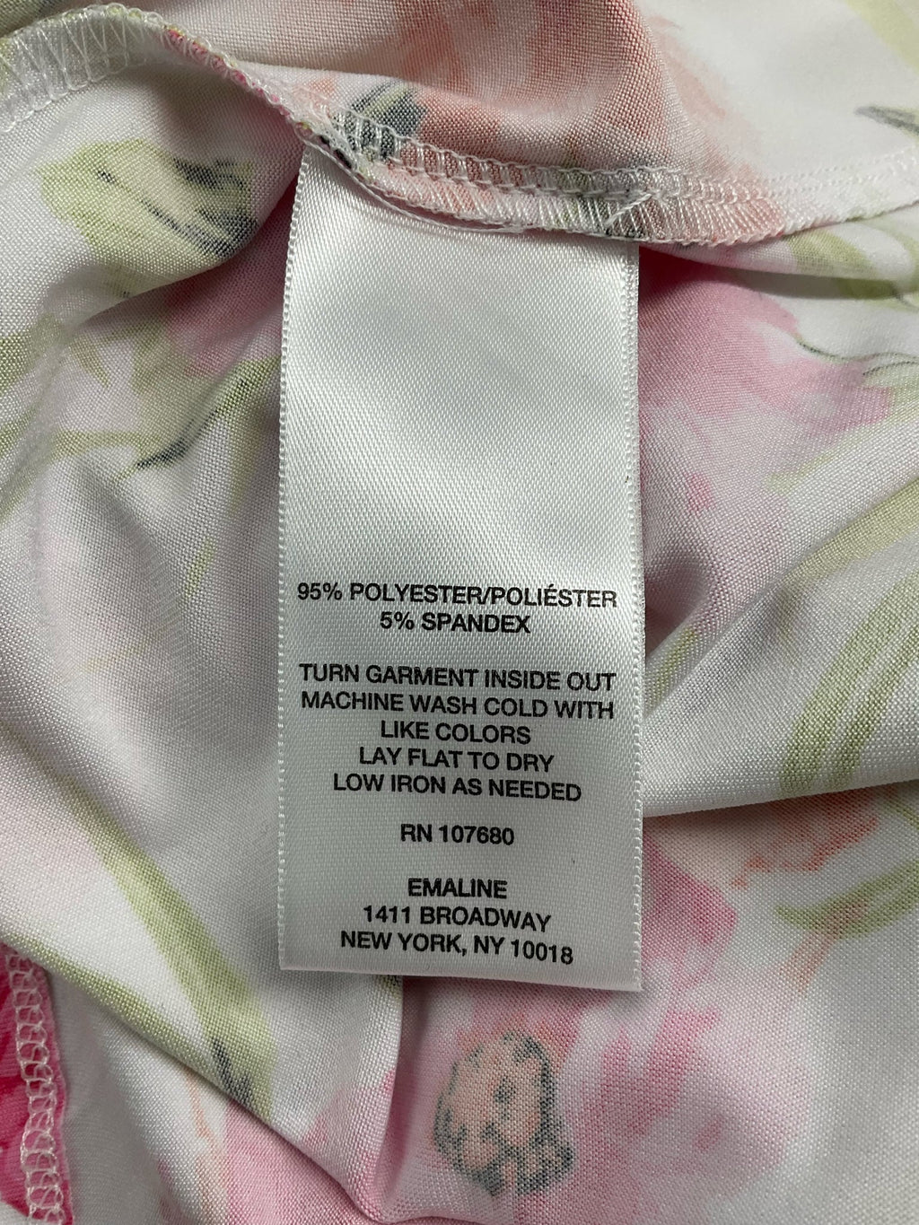 EmalineS White/Pink/Green Floral Pre-Owned Ladies Dress - Size XS Petite