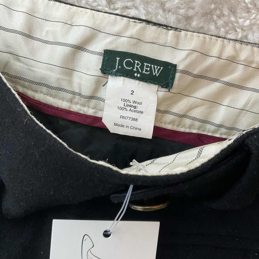 J. Crew Black Solid Wool Skirt – Size 2, Excellent Pre-Owned