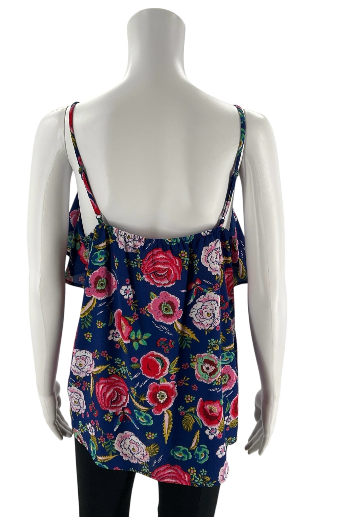 Monteau - Blue/pink Floral Pre-Owned Ladies Casual Top - Size Large