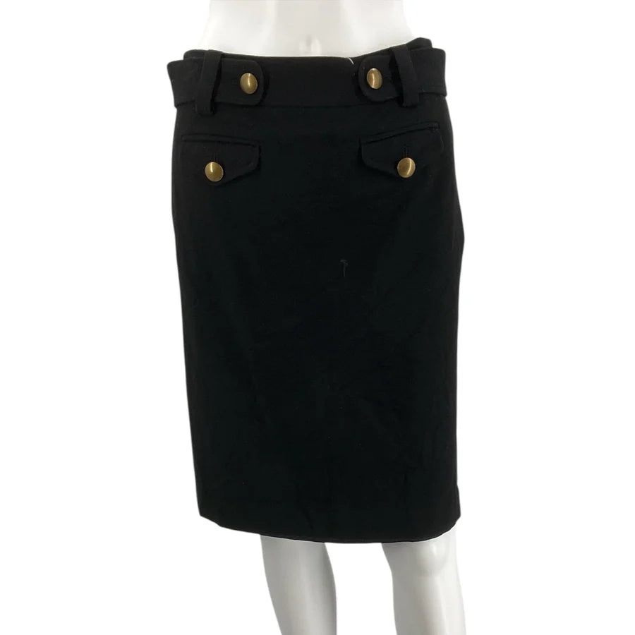 J. Crew Black Solid Wool Skirt – Size 2, Excellent Pre-Owned