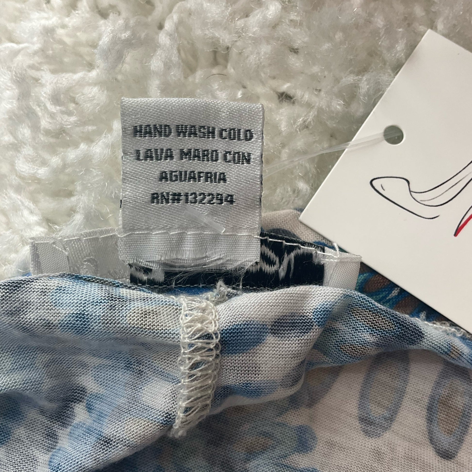 Swooh Blue/Green/White Print Top - Size Small - Margaret’s Fine Consignment