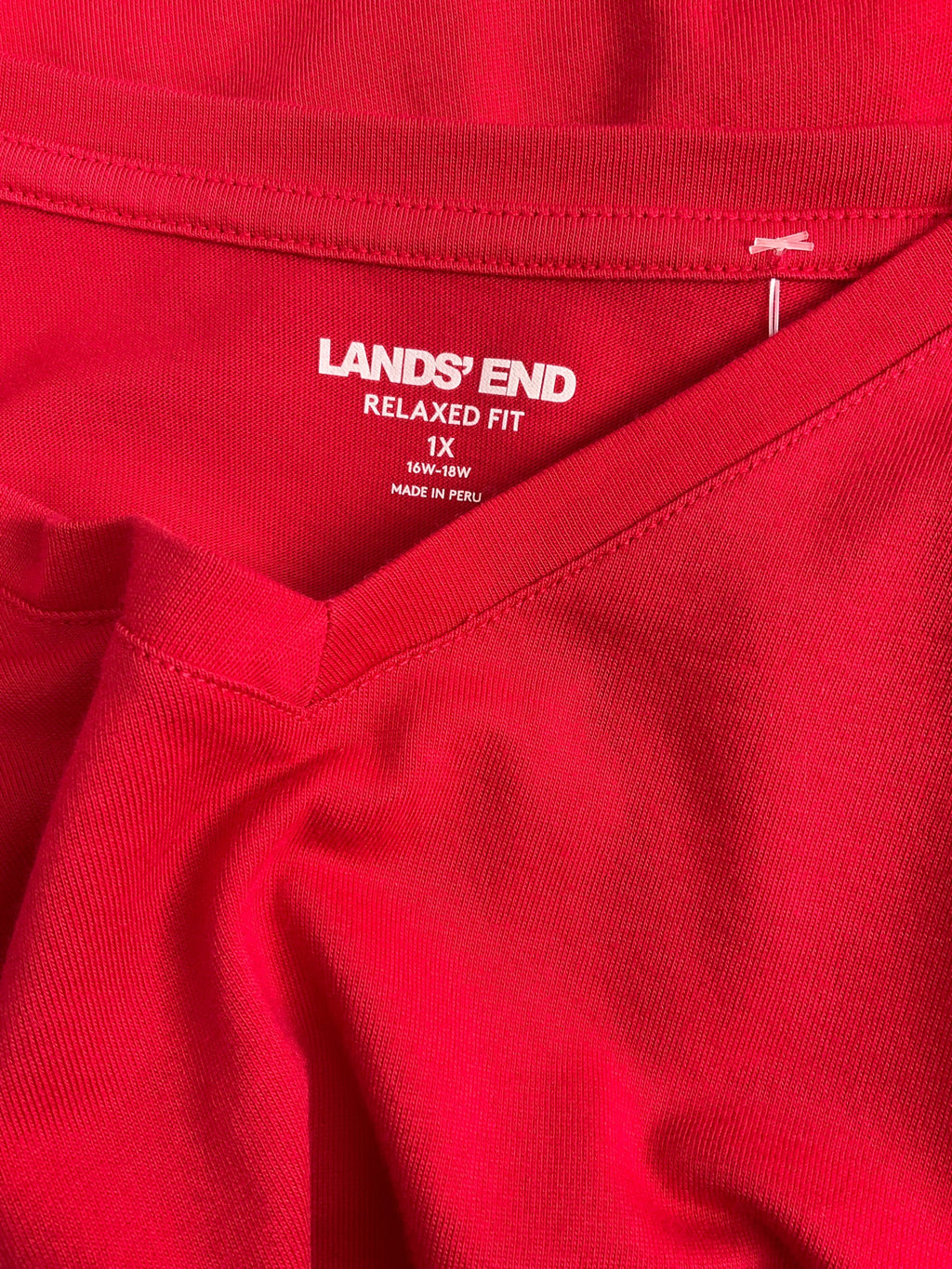 Lands End Red Solid Pre-Owned Ladies Casual Top -  Size 1X