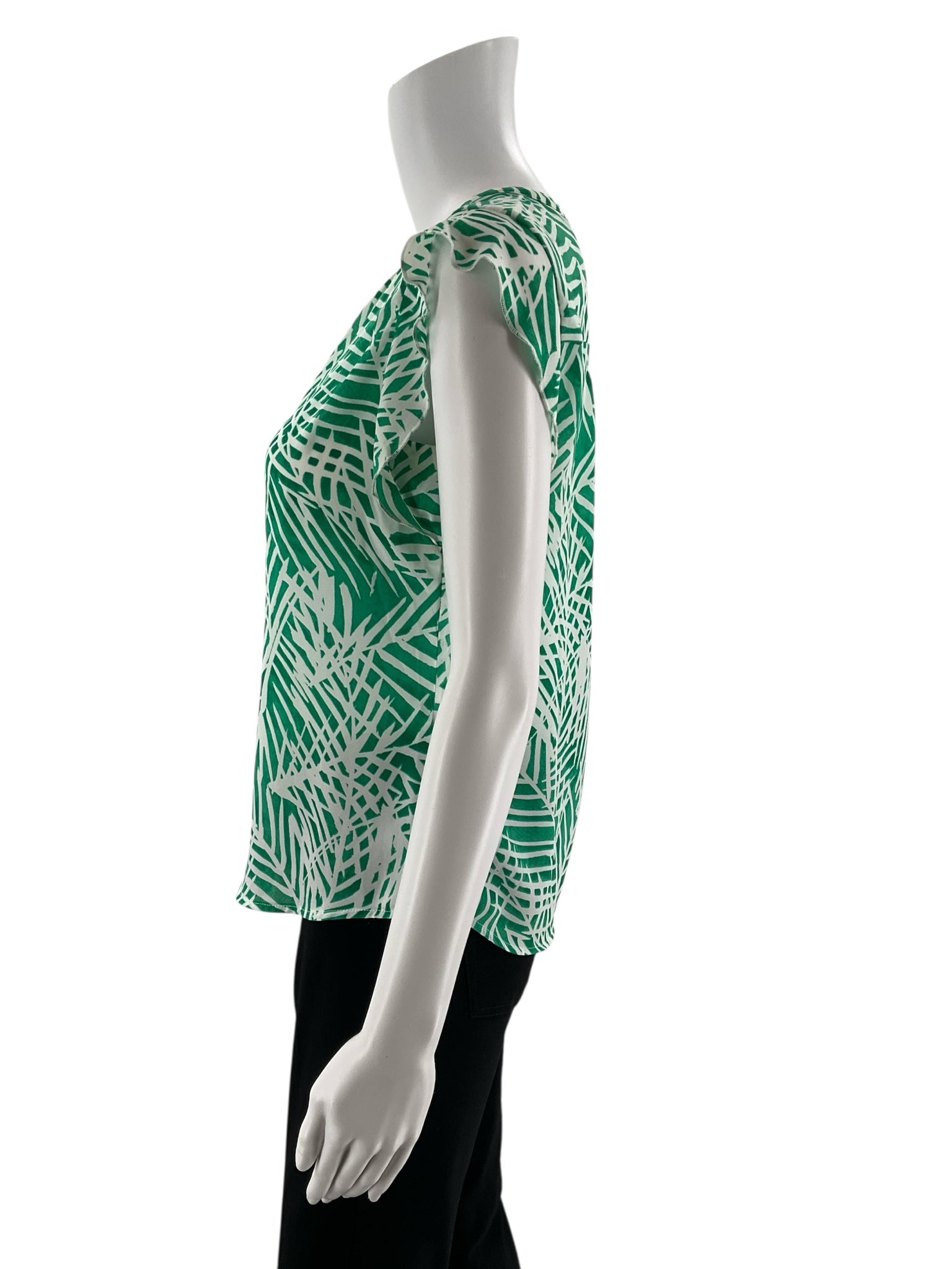 Talbots Green/White Print Pre-Owned Ladies Top - Size 4 Petite