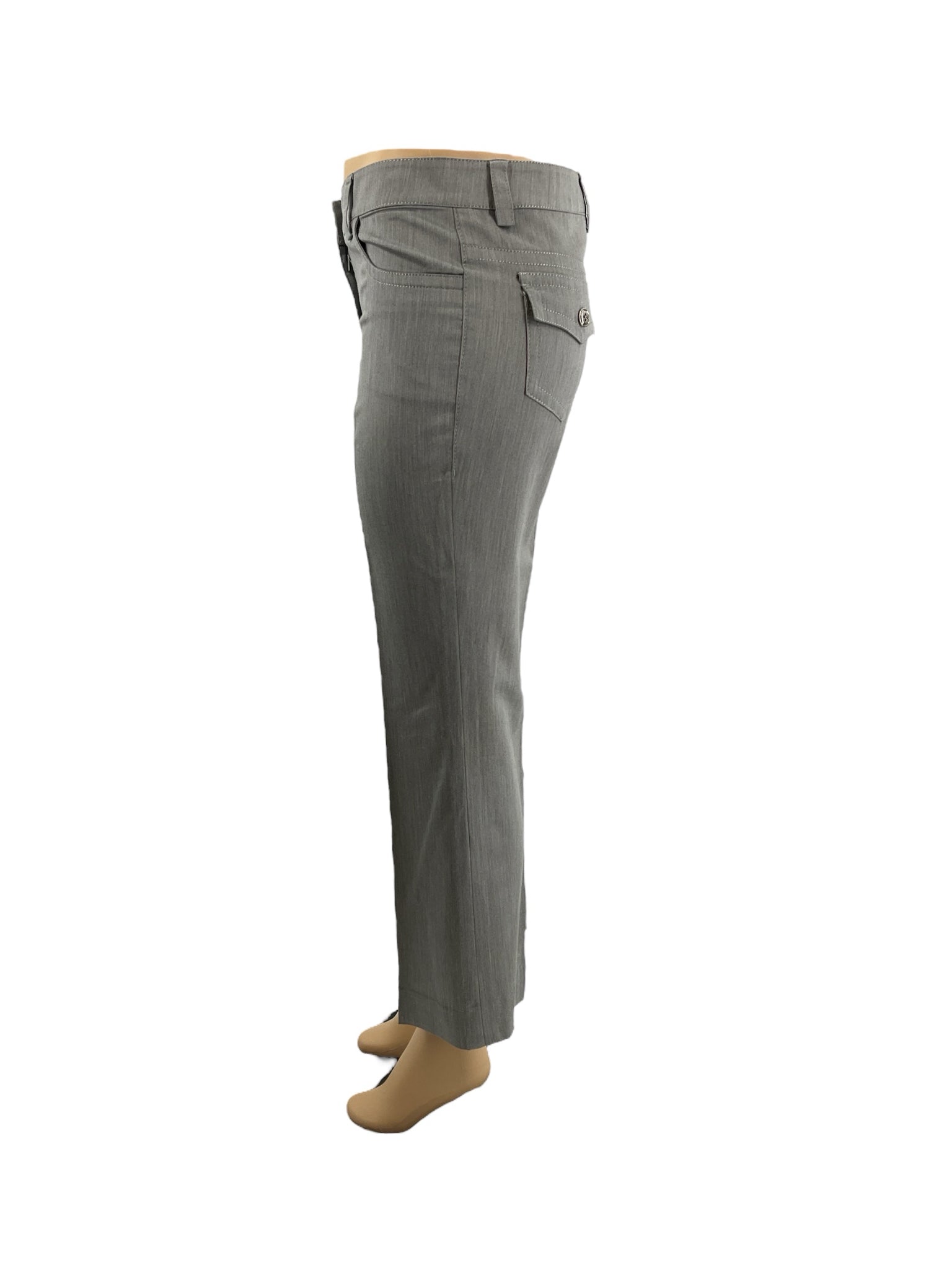 Perse gray bootcut trousers for women, mid-rise, size 4, featuring a solid design, ideal for career wear.