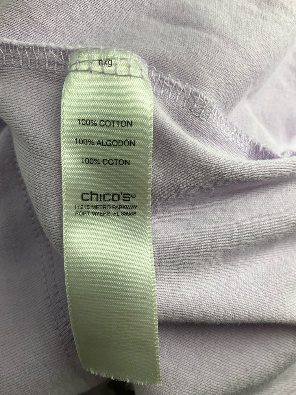 Chico's - Lavender Solid Pre-Owned Ladies Casual Top - Size Large