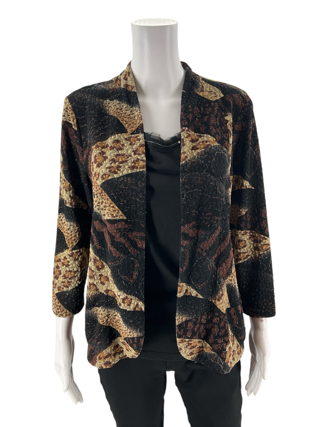 Additions - black/brown Print Pre-Owned Ladies Casual Top - Size M