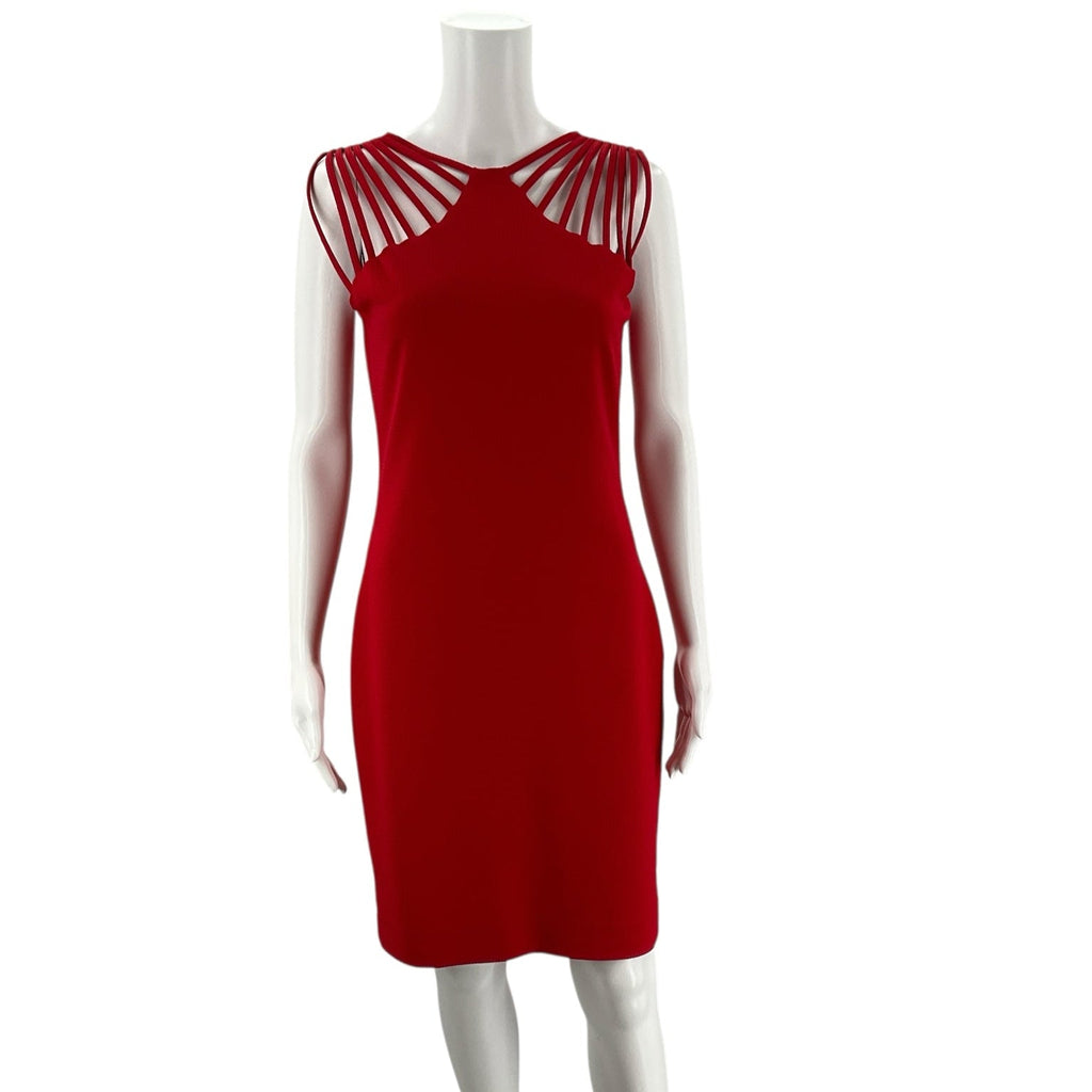 Dress the Population Red Textured Strappy Midi Dress – Size Medium, Excellent Pre-Owned - Margaret’s Fine Consignment