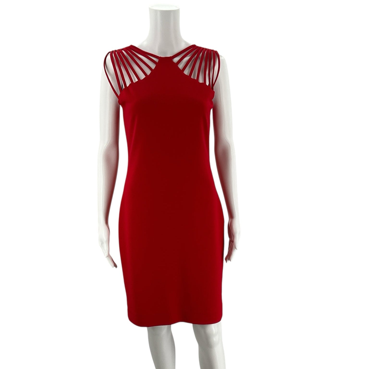 Dress the Population Red Textured Strappy Midi Dress – Size Medium, Excellent Pre-Owned - Margaret’s Fine Consignment