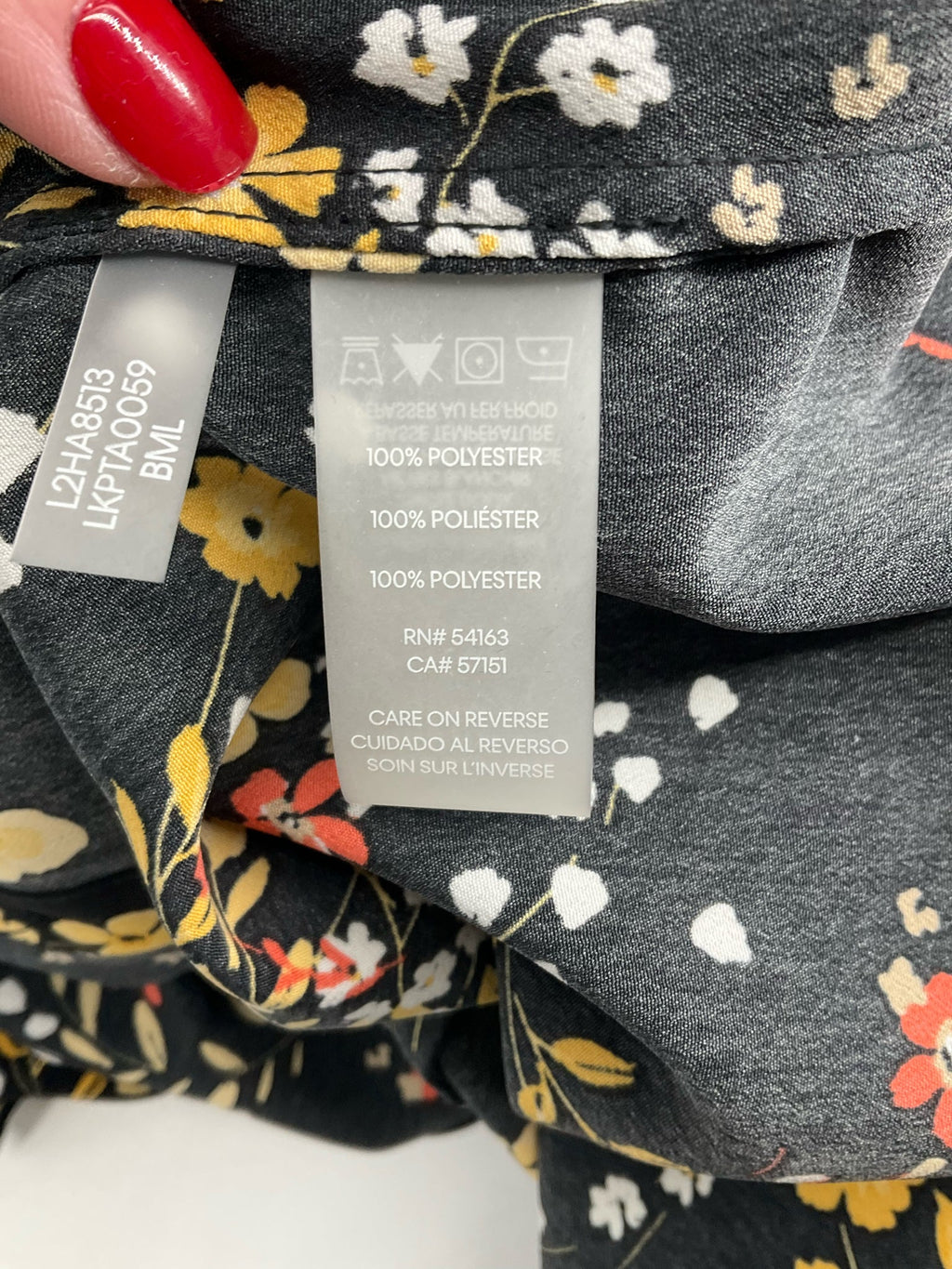 Karl Lagerfeld - black/white/yellow/orange Floral Casual Top - Size XS