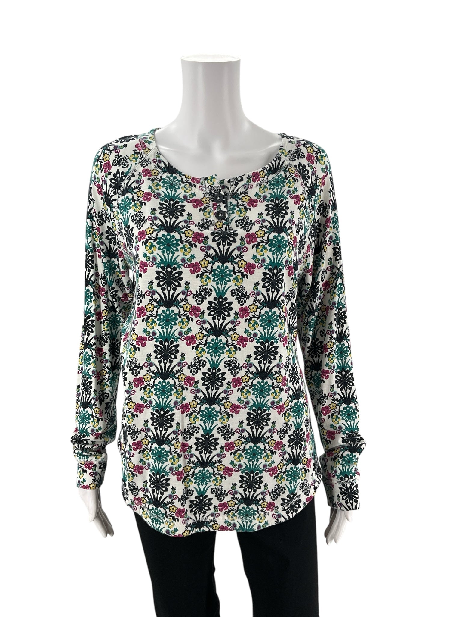 Talbots White/Multi Floral Pre-Owned Ladies Top - Size Large