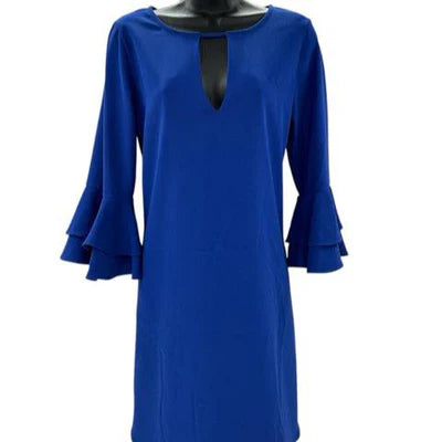 LaRoque Blue Solid Ladies Pre-Owned New with Tags Dress - Size Small