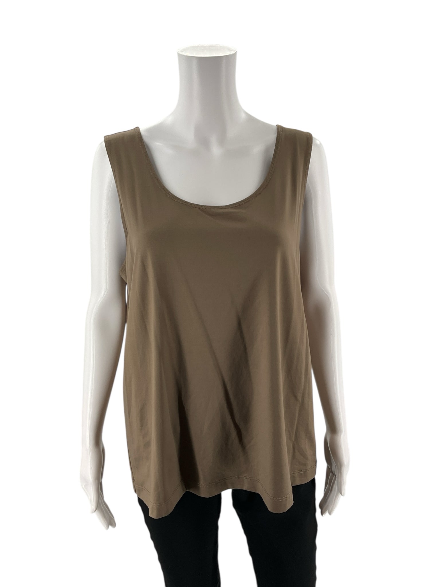 No Brand - Taupe Solid Pre-Owned Ladies Casual Top - Size Large