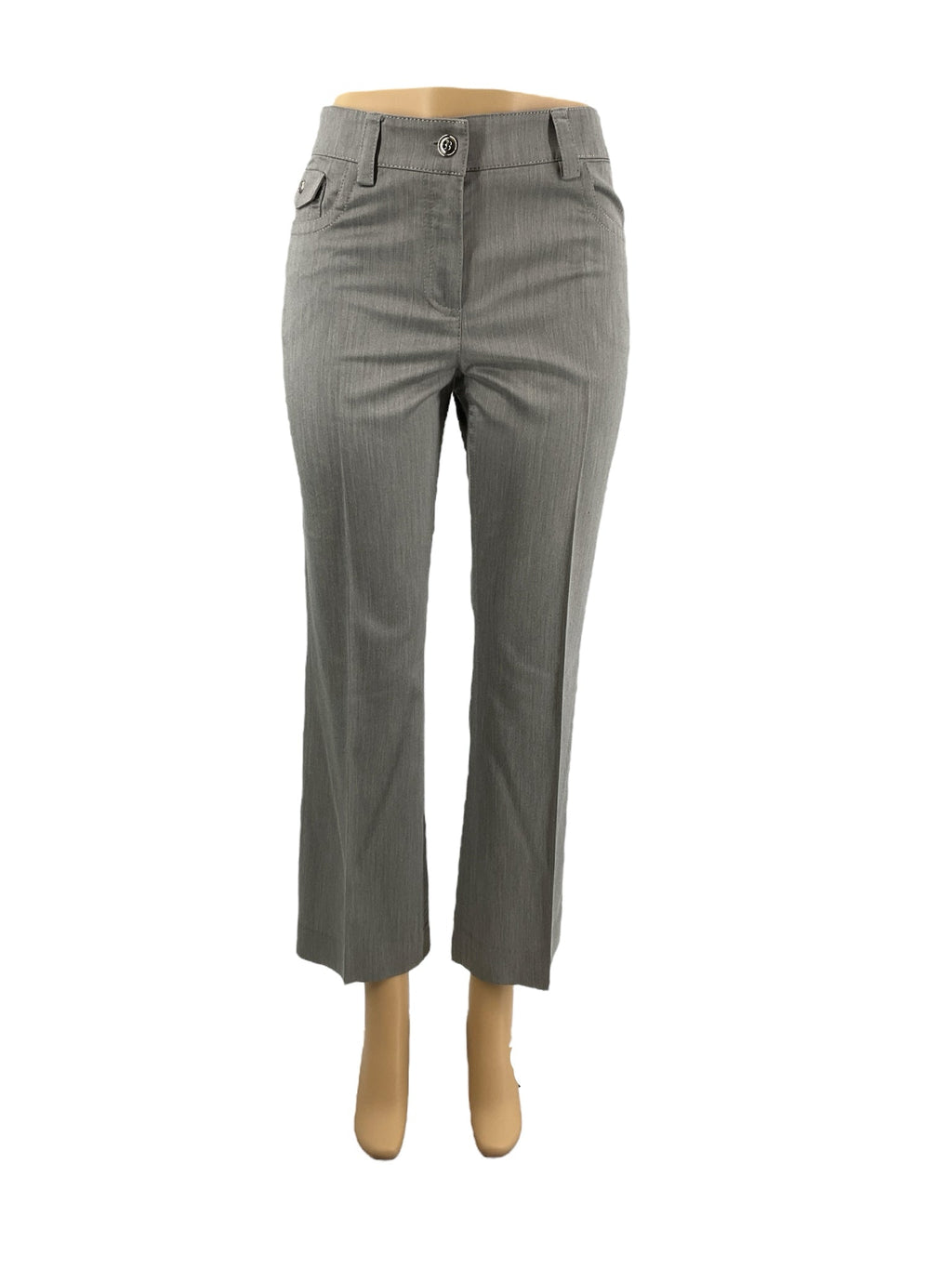 Perse gray solid bootcut trousers for ladies, size 4, mid-rise style suitable for career wear.