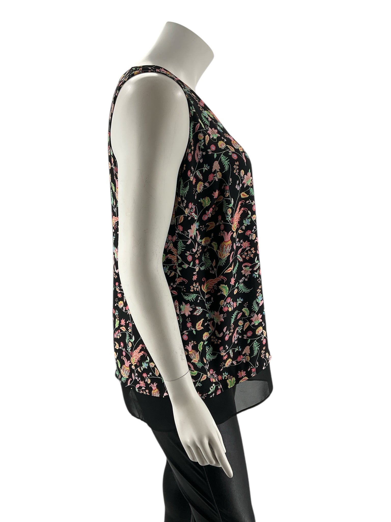 Rose & Olive Black/Multi Floral Pre-Owned Ladies Sleeveless Top - Size 1X