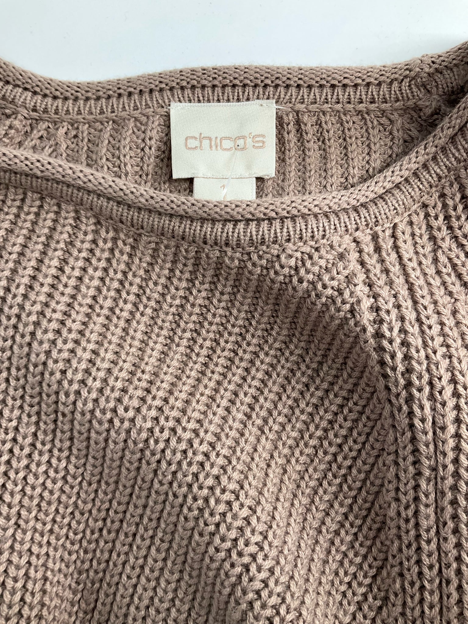 Chico - Taupe Solid Pre-Owned Ladies Casual Top - Size Medium