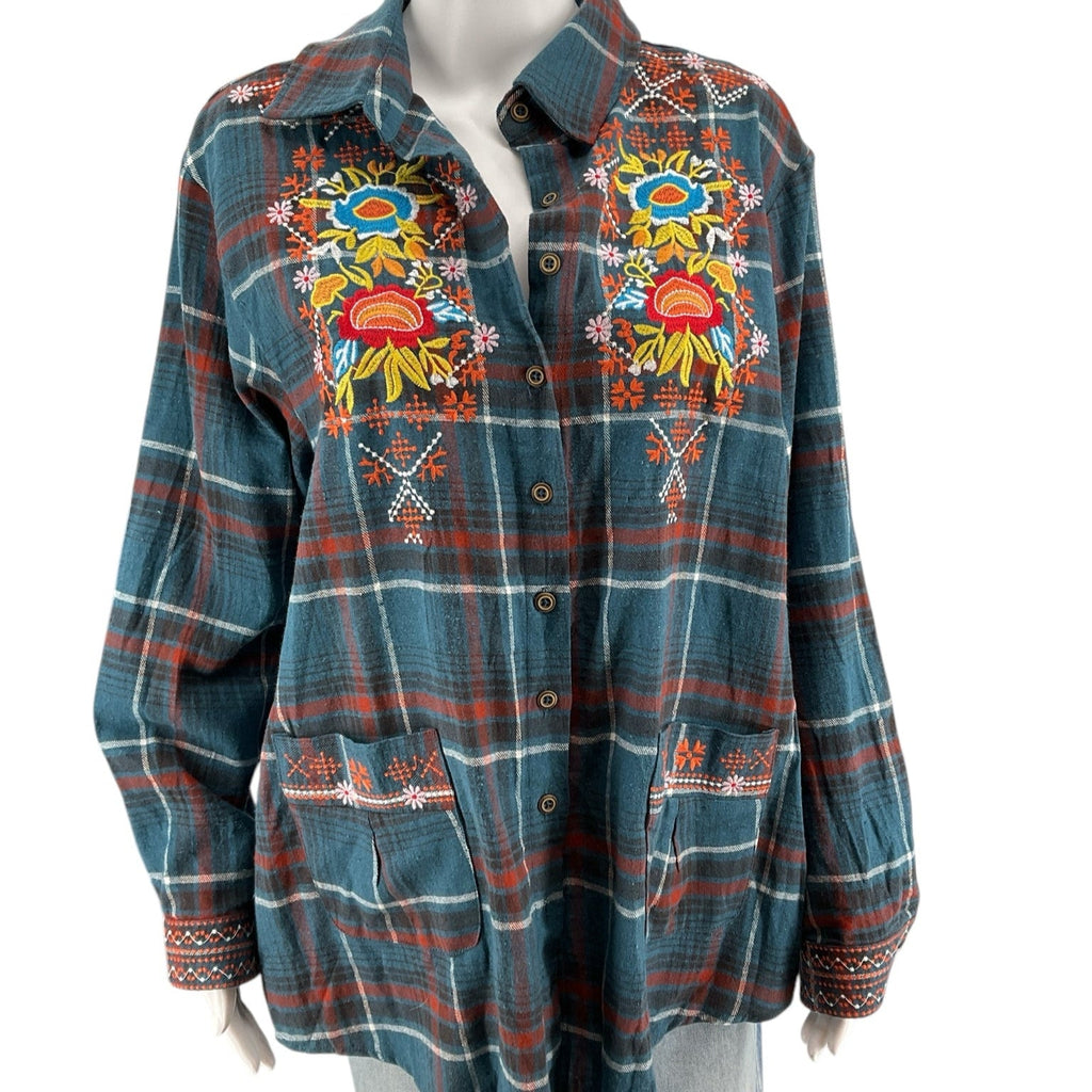 AK Rust/Teal Ladies Pre-Owned Top - Size XL - Margaret’s Fine Consignment