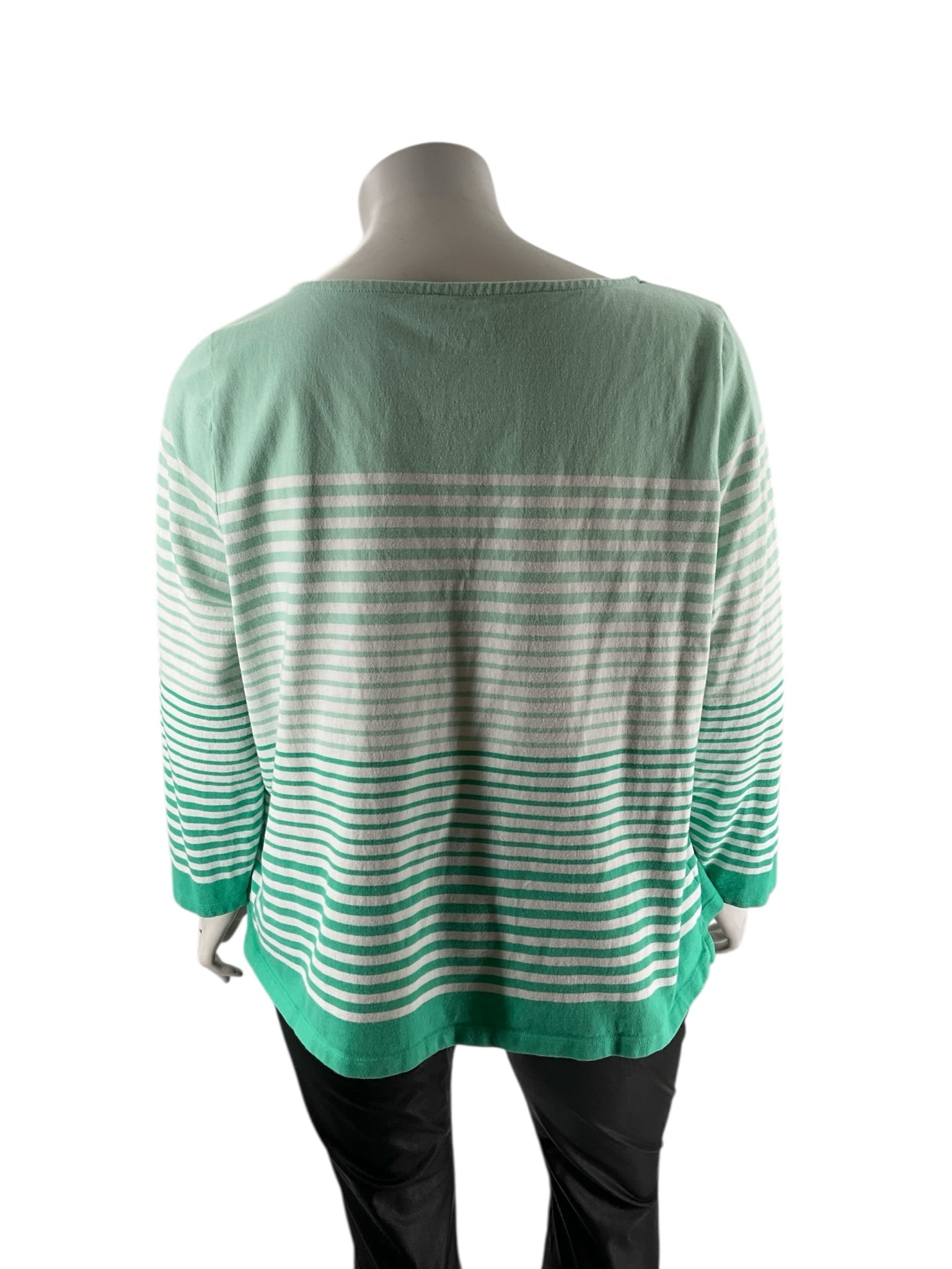Talbots Green/White Stripe Pre-Owned Ladies Top - Size 3X