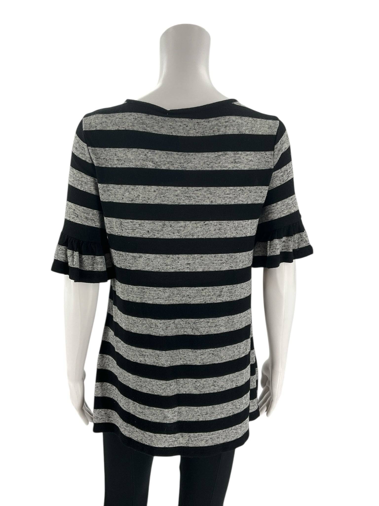 Loft Gray/Black Stripe Top - Size Small - Margaret’s Fine Consignment