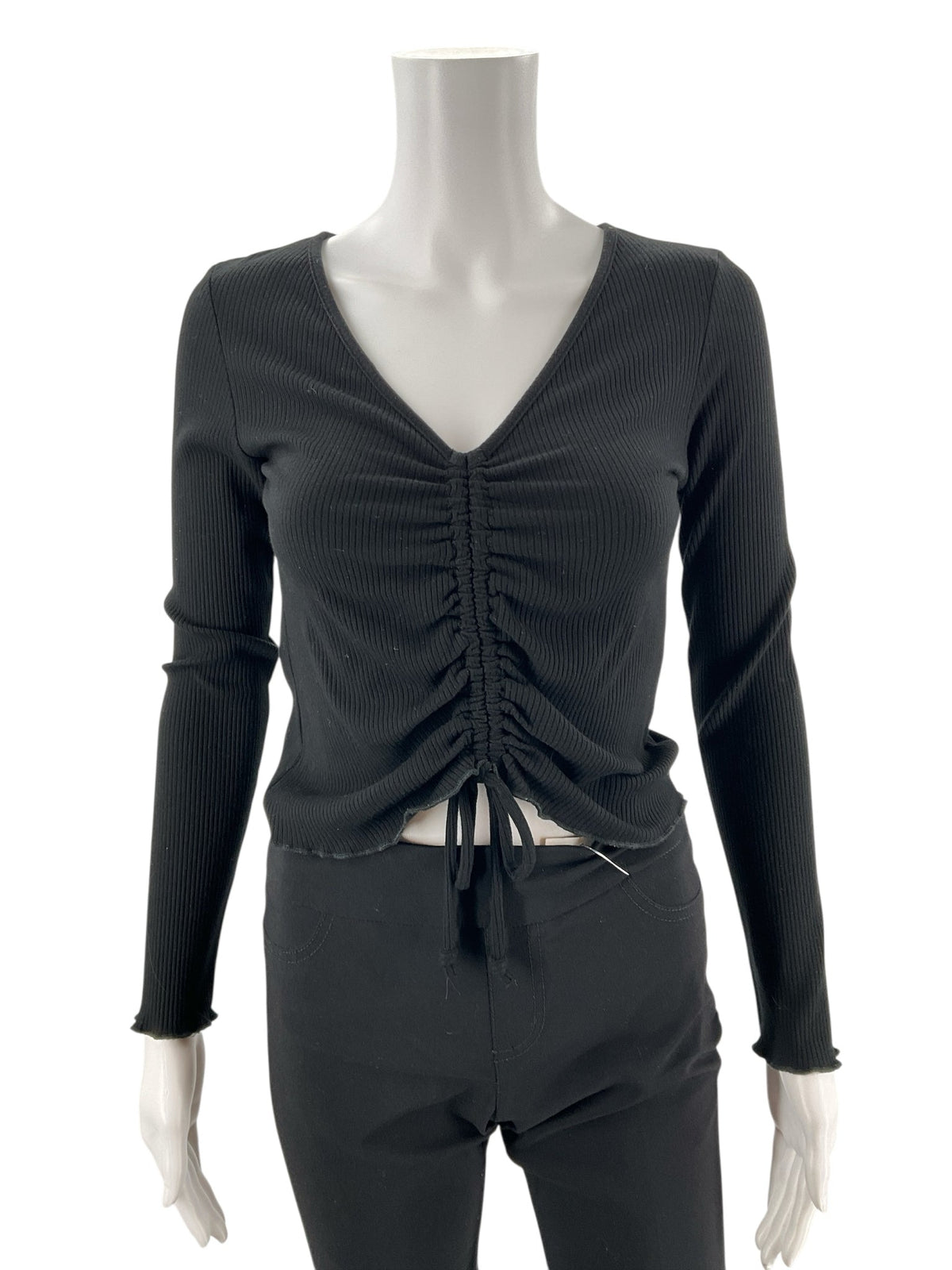 Altar'd State Black Ribbed Pre-Owned Ladies Top - Size Small