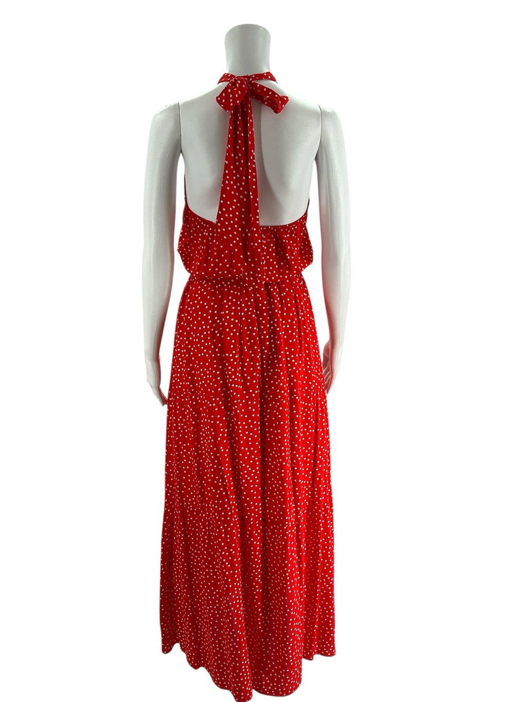 Red White Polka Dot Halter Maxi Dress – Size Small, Excellent Pre-Owned - Margaret’s Fine Consignment