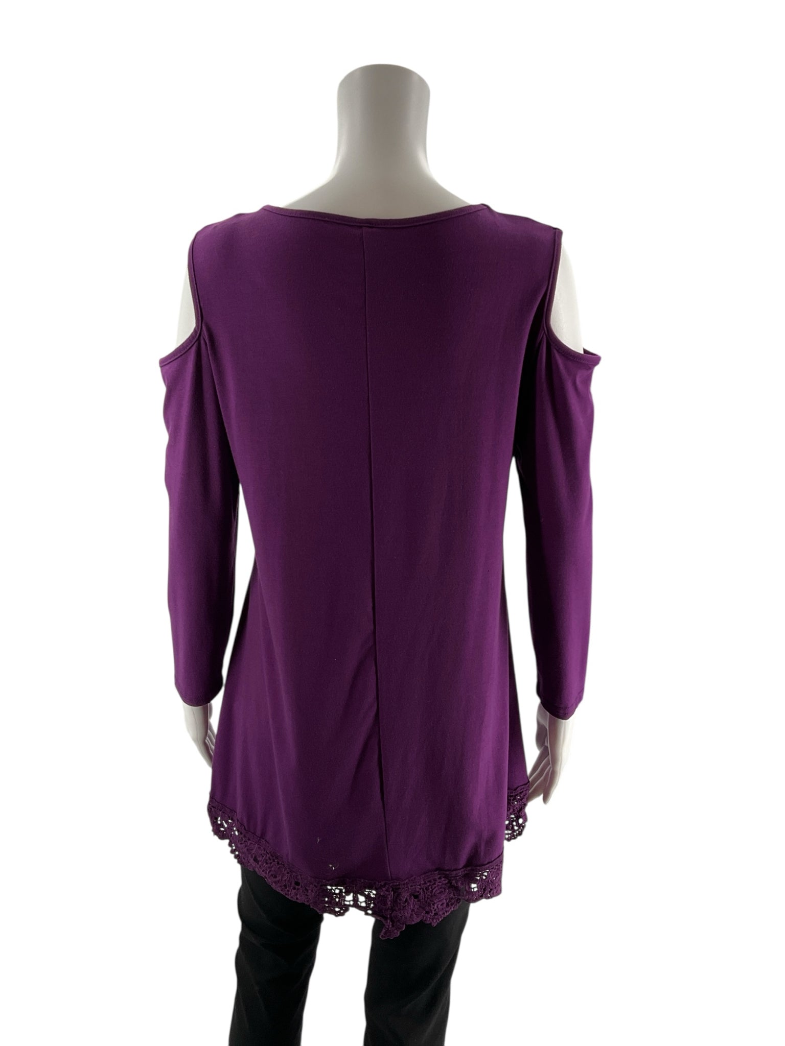 Bosbary plum cold shoulder tunic top for women, size medium, featuring a flowy and boho casual design.