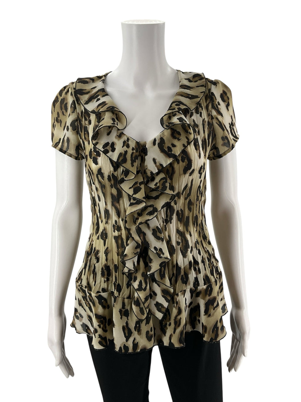 East 5th Brown/Black/Tan Animal Pre-Owned Ladies Top - Size Small Petite