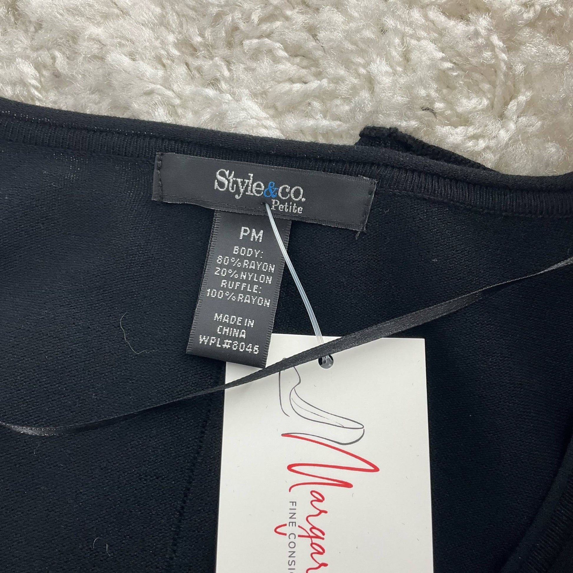 Style & Co Black Solid Pre-Owned Ladies Dress - Size Medium Petite - Margaret’s Fine Consignment