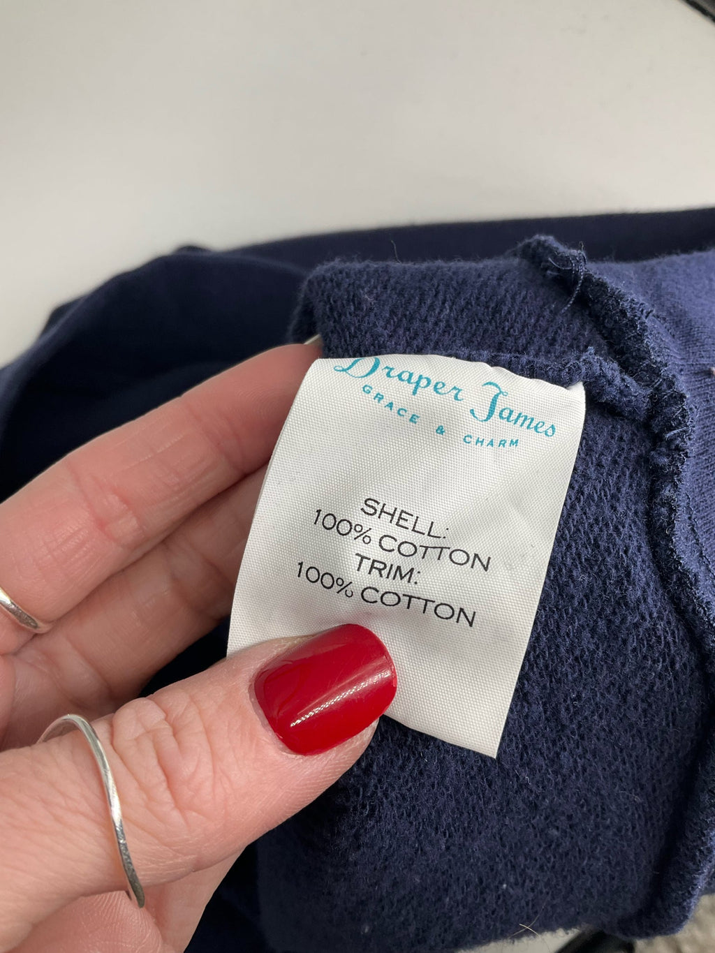 DRAPER JAMES - Navy Words Pre-Owned Ladies Casual Top - Size XL