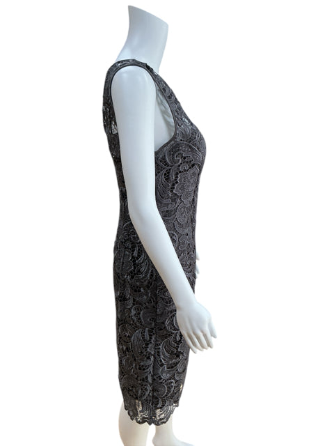 Adrianna Papell Gray Lace Pre-Owned Ladies Dress – Size 8