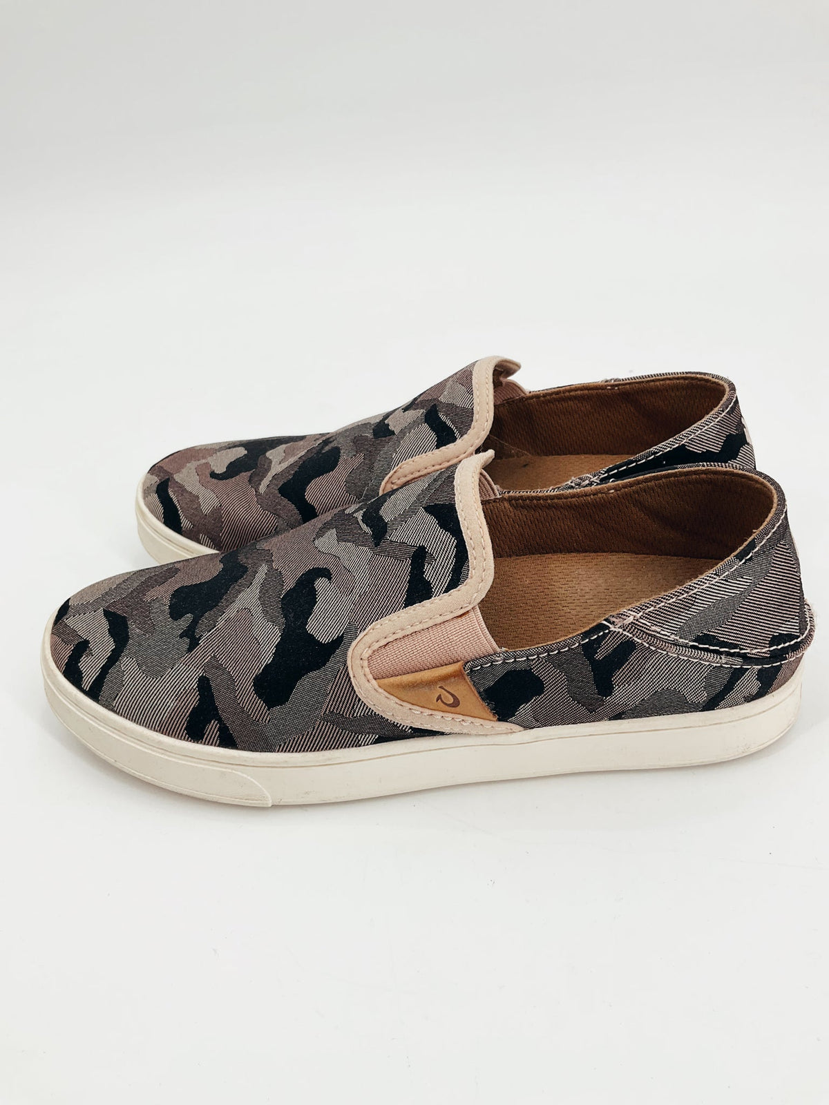 Olukai Pink/Black Camo Slip On - Size 7/7.5
