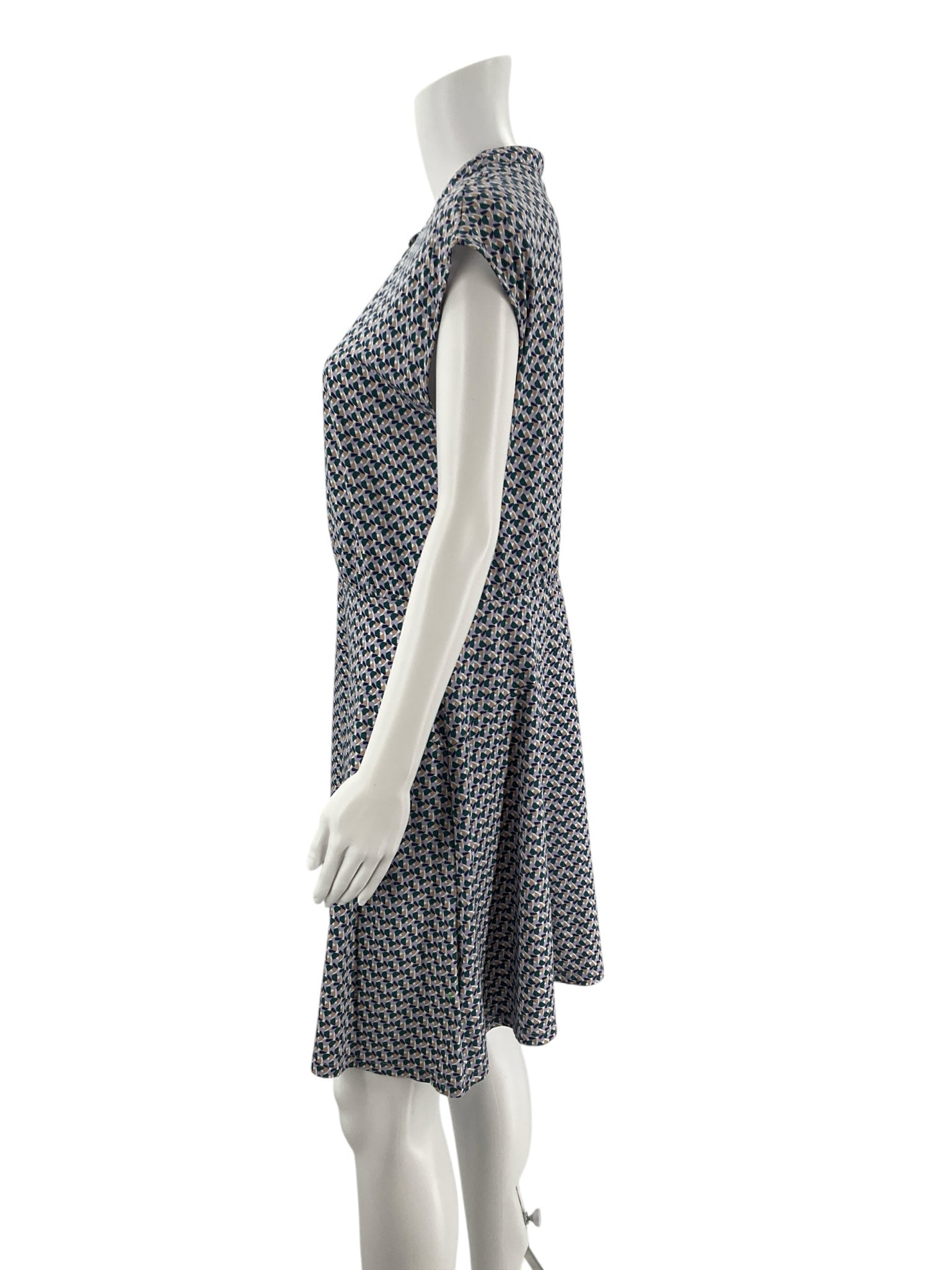 Boden Blue/Green/Tan Print Pre-Owned Ladies Dress - Size 10R