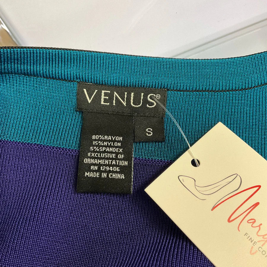 Venus Teal/Purple/Black Striped Pre-Owned Ladies Dress - Size Small