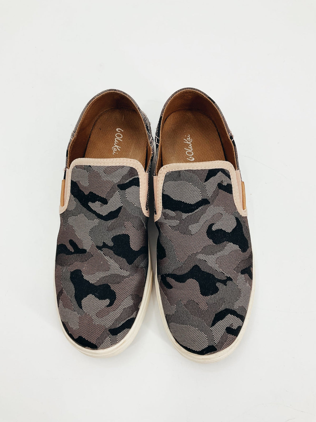 Olukai Pink/Black Camo Slip On - Size 7/7.5