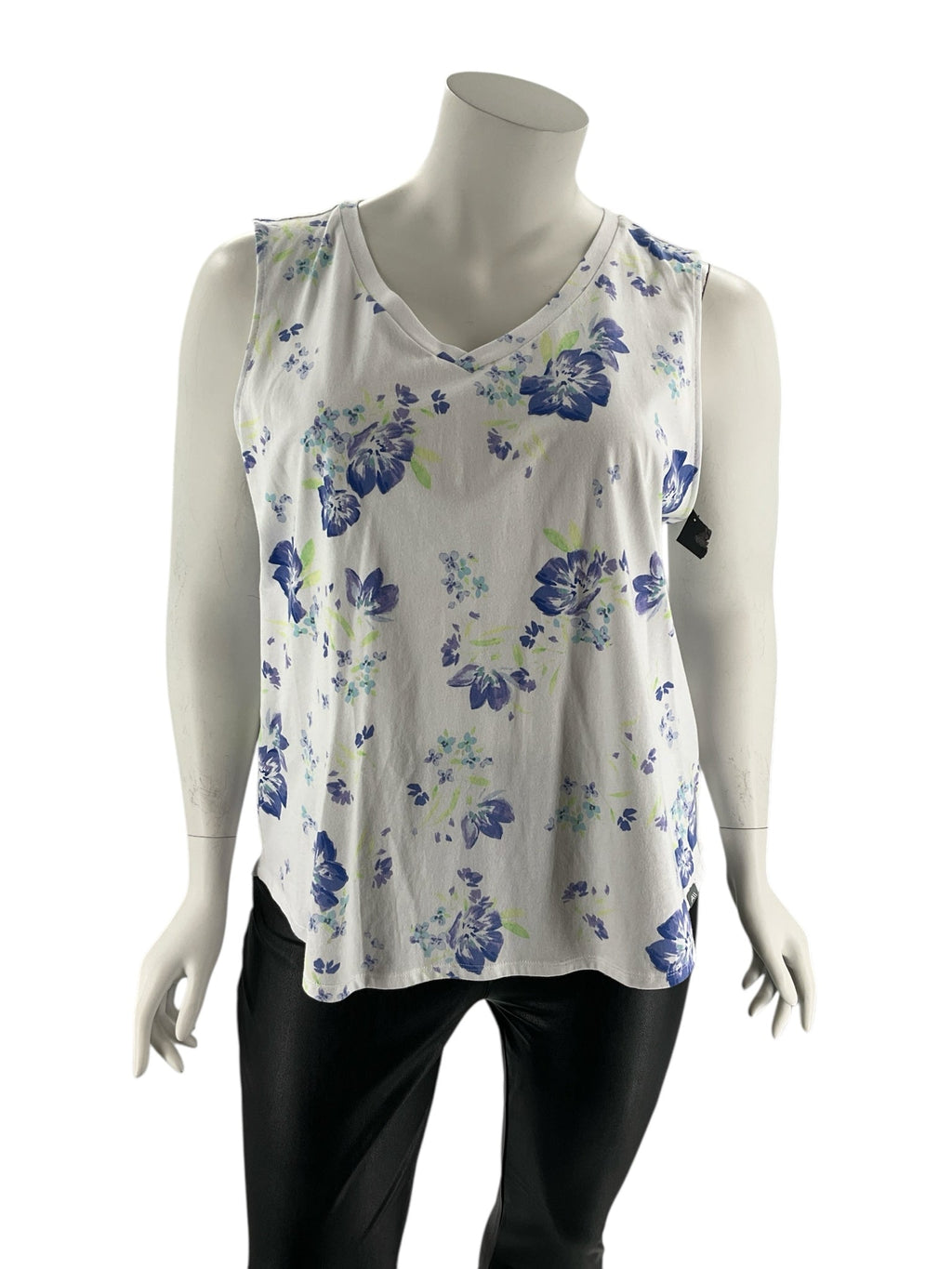 Andrew Marc White/Purple/Green Floral Pre-Owned Ladies Sleeveless Top - Size 2X