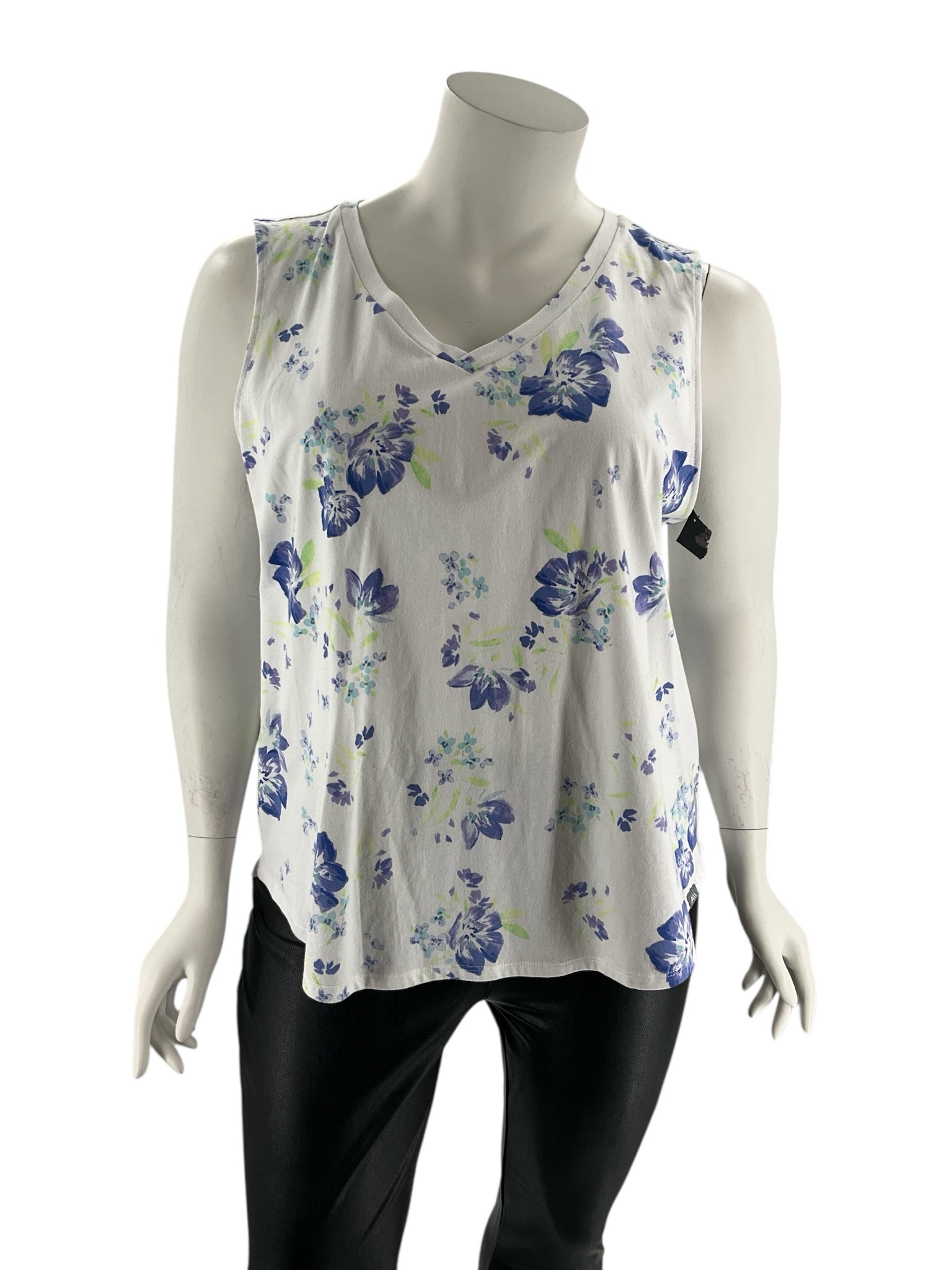 Andrew Marc White/Purple/Green Floral Pre-Owned Ladies Sleeveless Top - Size 2X