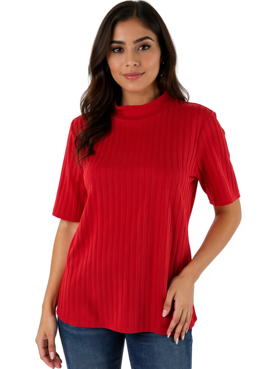 Riley & Rae Red Ribbed Pre-Owned Ladies Top - Size Large